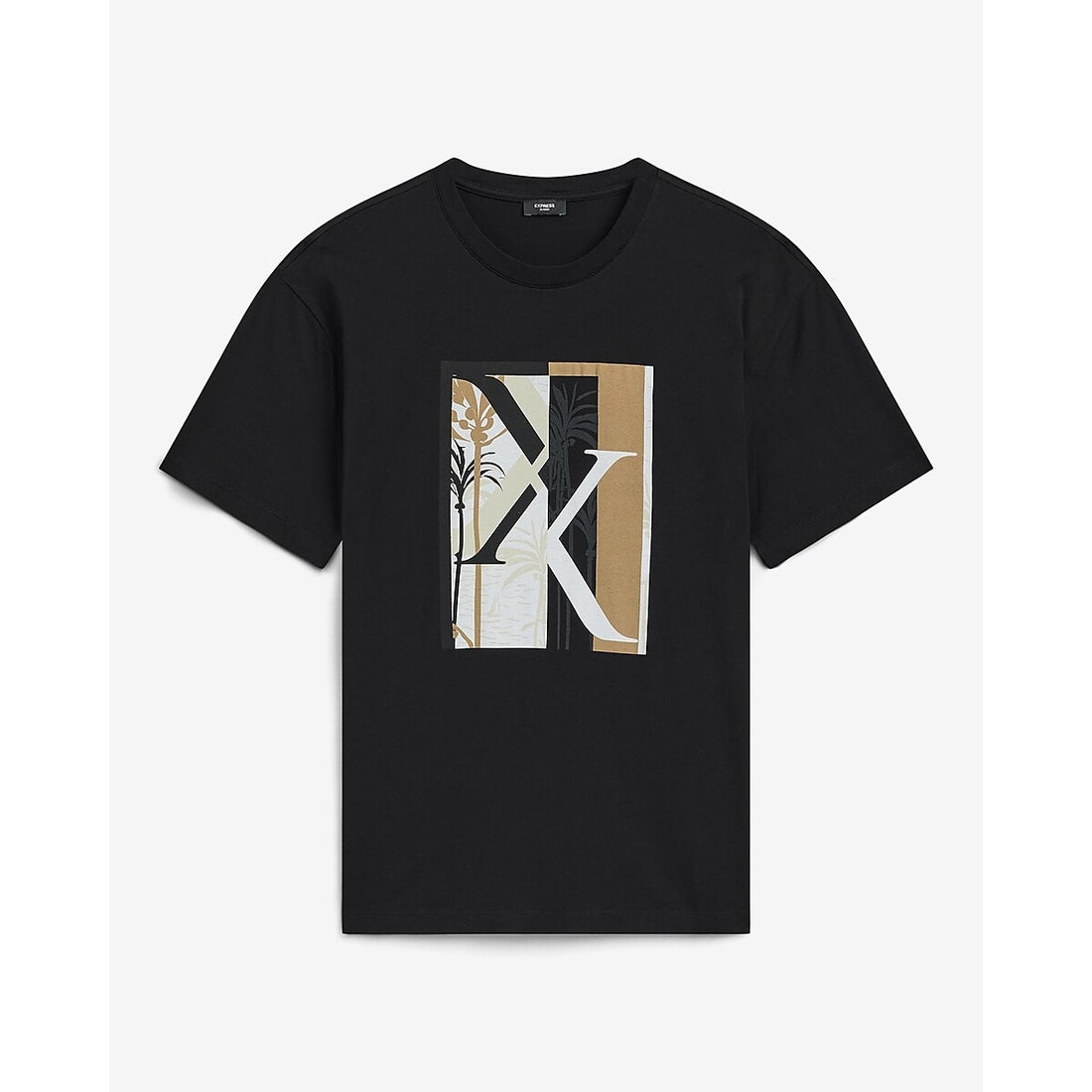 Classic Fit Tropical Split X Logo Cotton Graphic T-Shirt
