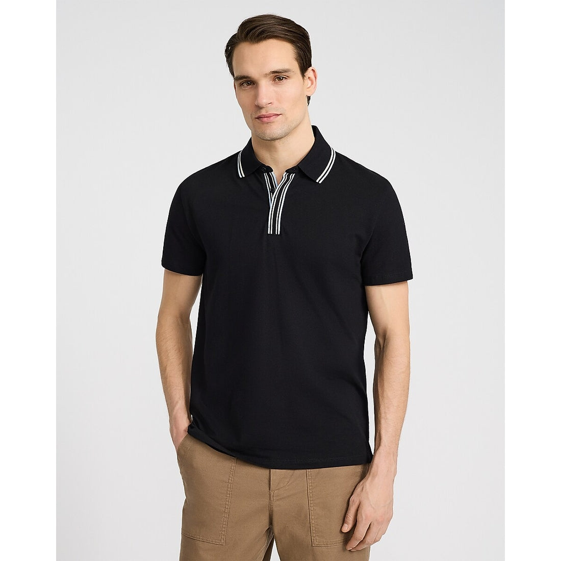 Tipped Contrast Collar Luxe Pique Polo