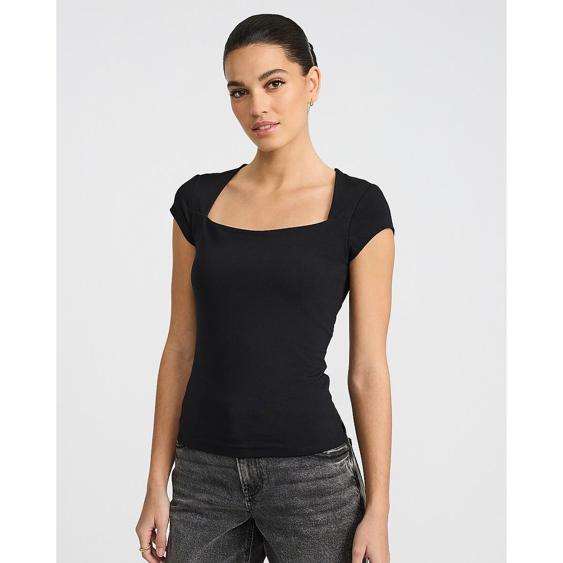 Body Contour Light Compression Stretch Cotton Cap Sleeve Tee