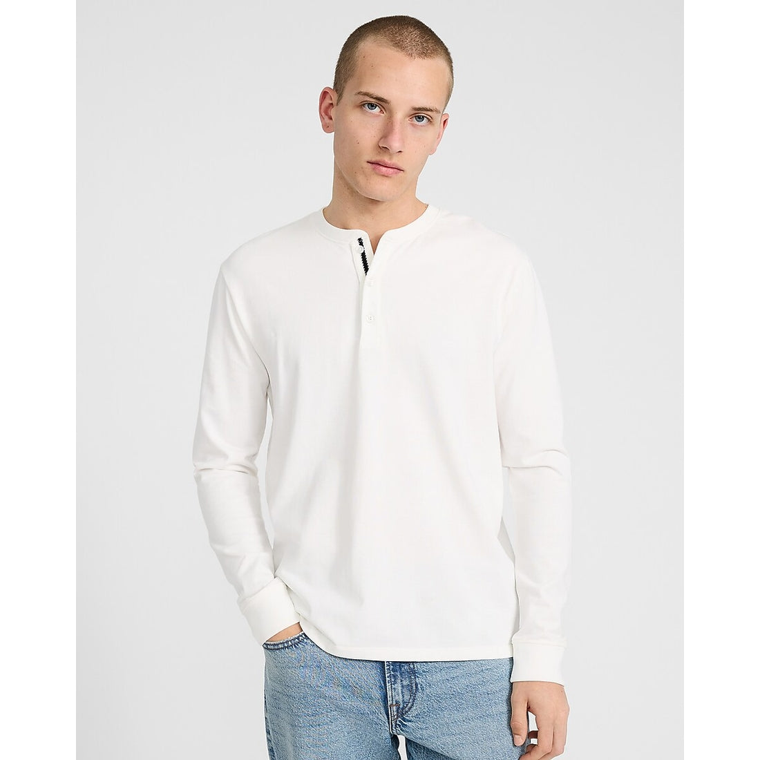 Contrast Tape Long Sleeve Henley