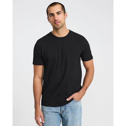 Monochromatic Textured Striped Luxe Pique Crew Neck T-Shirt
