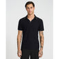Tipped Zig Zag Textured Johnny Collar Polo