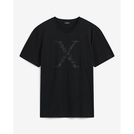 Monochromatic Floral X Logo Perfect Pima Cotton Graphic T-Shirt