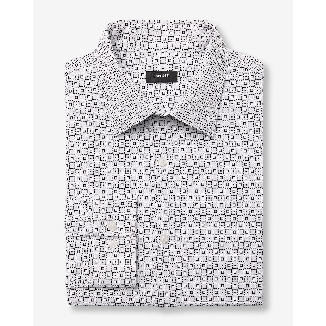 Slim Mini Geo Tile Print Stretch Modern Tech 1MX Dress Shirt