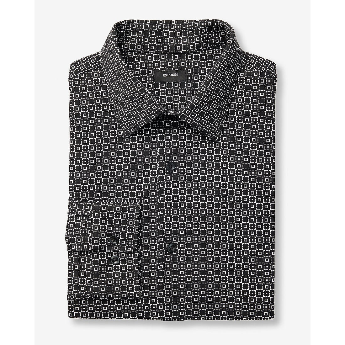 Slim Mini Geo Tile Print Stretch Modern Tech 1MX Dress Shirt