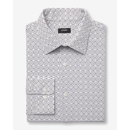 Slim Mini Geo Tile Print Stretch Modern Tech 1MX Dress Shirt