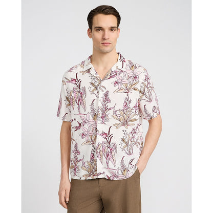 Floral Bird Camp Collar Short Sleeve Shirt