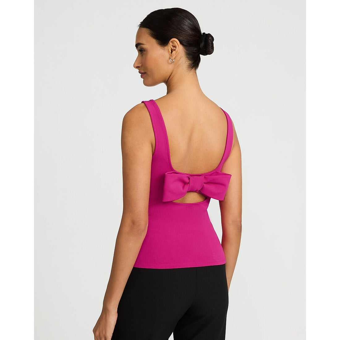 Studio Stretch Crepe Bow Back Peplum Tank