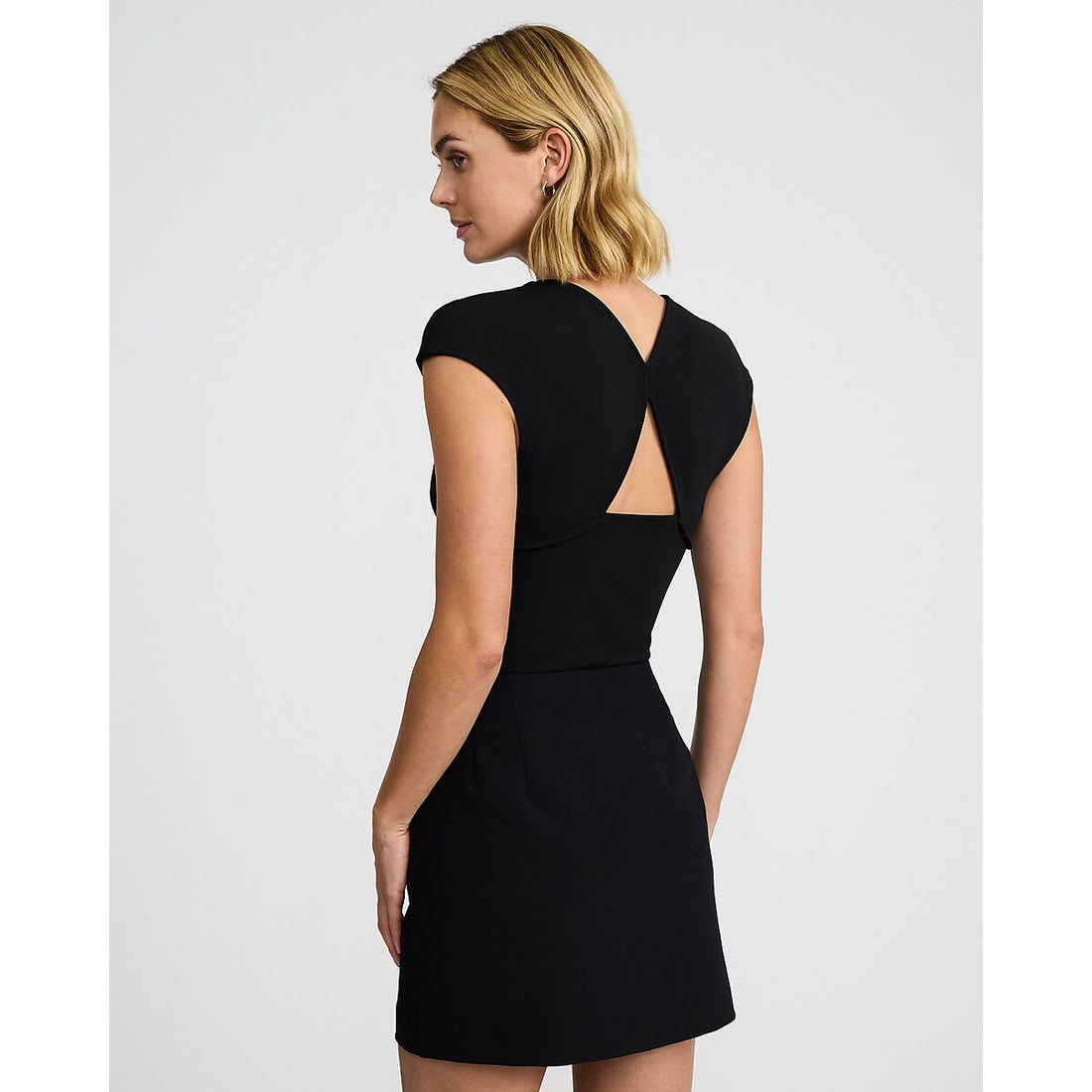 Studio Stretch Crepe Cap Sleeve Back Cutout Bodysuit