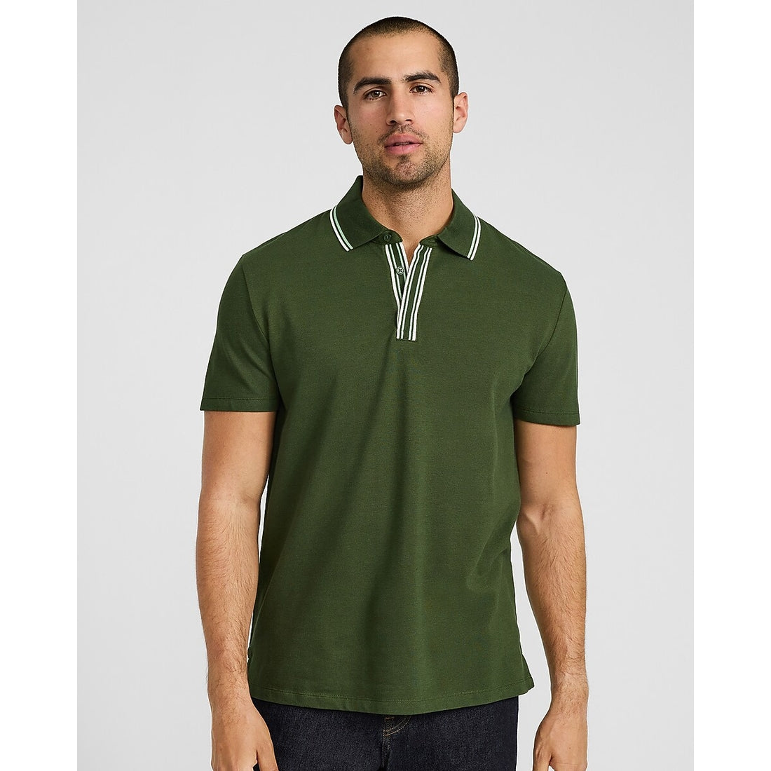 Tipped Contrast Collar Luxe Pique Polo