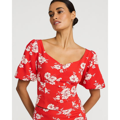 Puff Sleeve Button Front Top