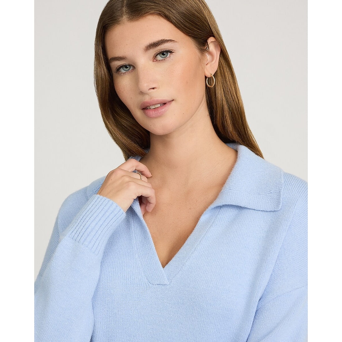 Airy Soft Johnny Collar Sweater