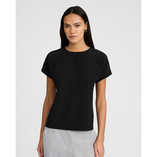 Relaxed Pleated Crew Neck Tailored Tee