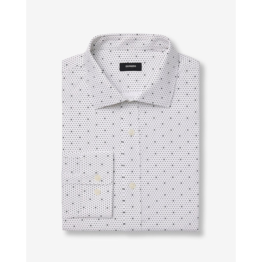 Modern Slim Mini Dot Spread Collar Stretch Cotton 1MX Dress Shirt