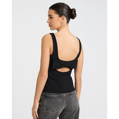 Studio Stretch Crepe Bow Back Peplum Tank