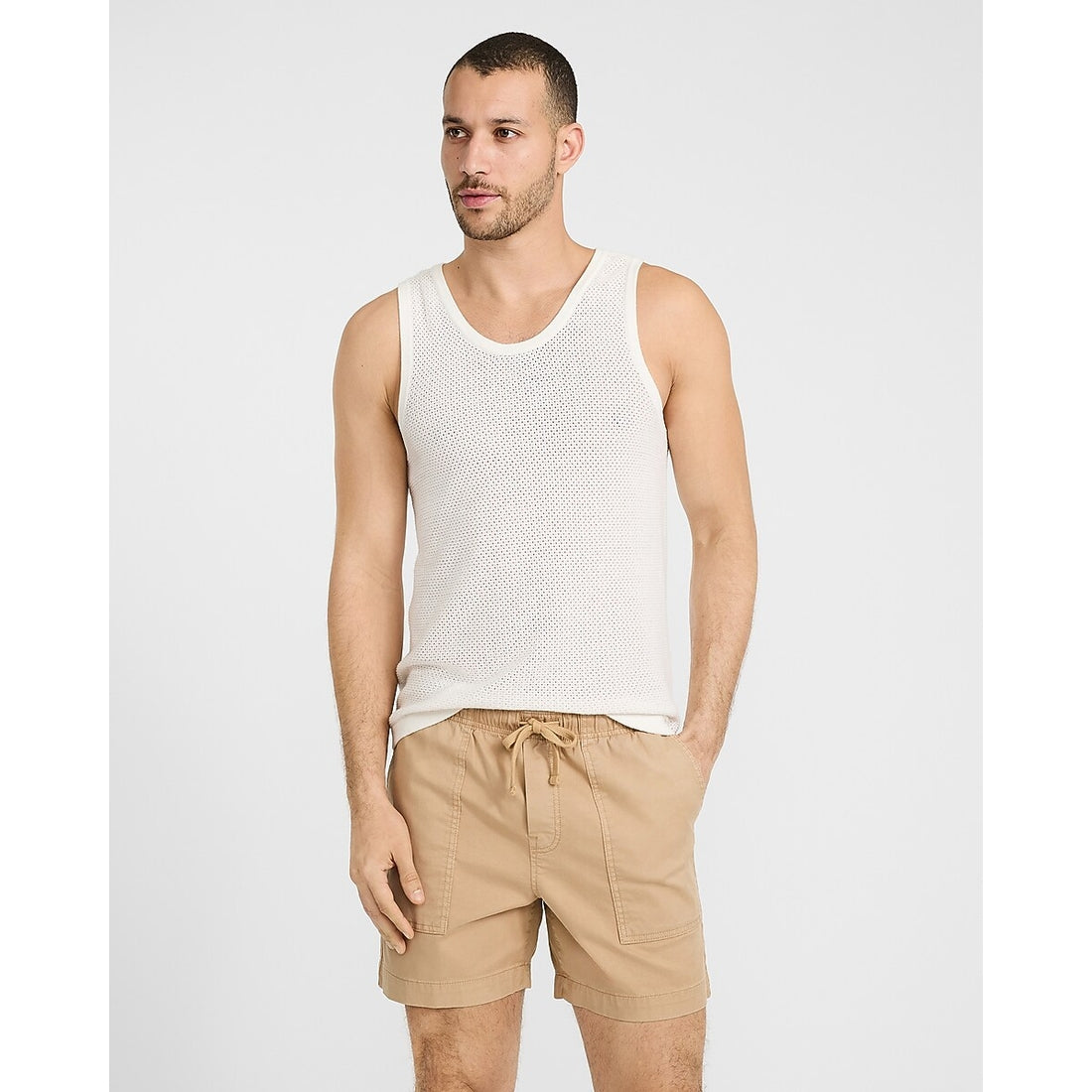 6" Cotton-Blend Drawstring Elastic Waist Short