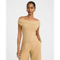Off The Shoulder Crossover Front Pleated Top