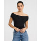 Off The Shoulder Crossover Front Pleated Top