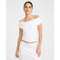 Off The Shoulder Crossover Front Pleated Top