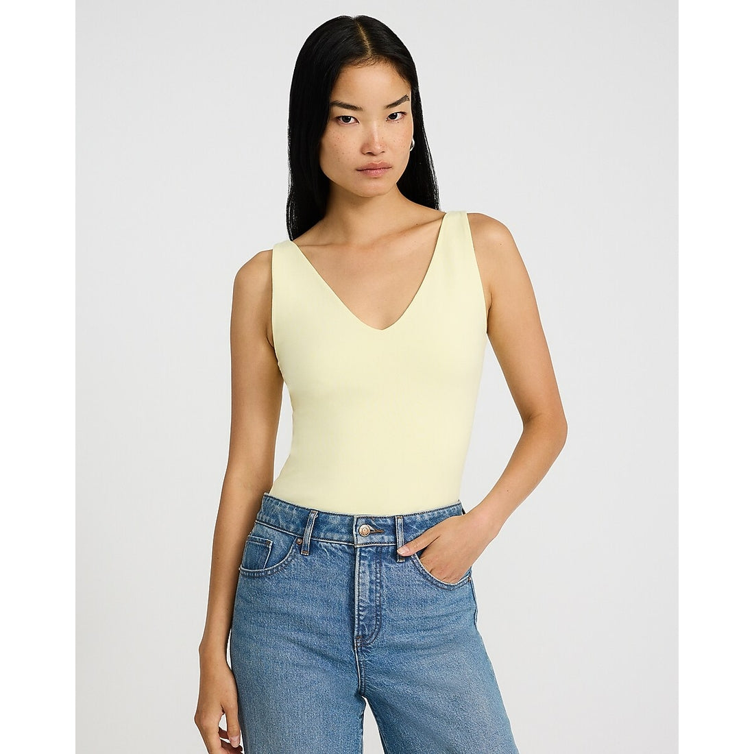 Body Contour Light Compression Stretch Cotton V-Neck Sleeveless Bodysuit