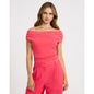 Off The Shoulder Crossover Front Pleated Top