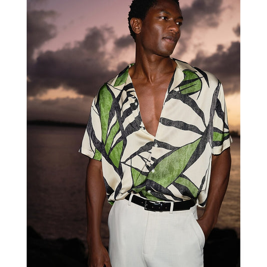 Abstract Floral Palm Short Sleeve Resort Shirt