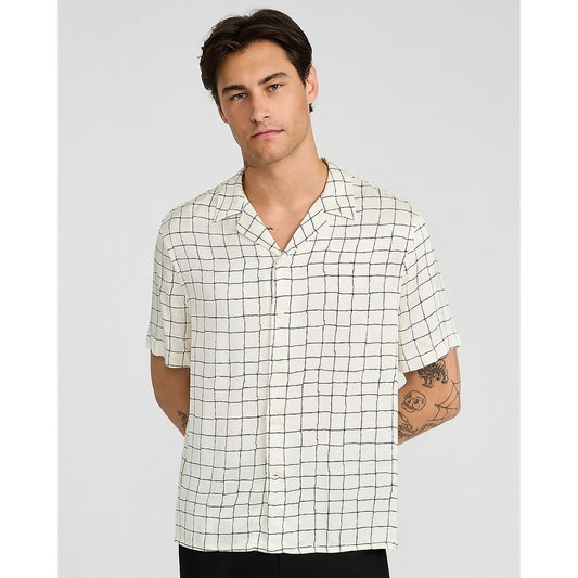 Windowpane Camp Collar Short Sleeve Resort Shirt