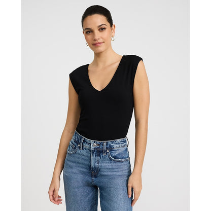 Body Contour Light Compression Stretch Cotton V-Neck Cap Sleeve Bodysuit
