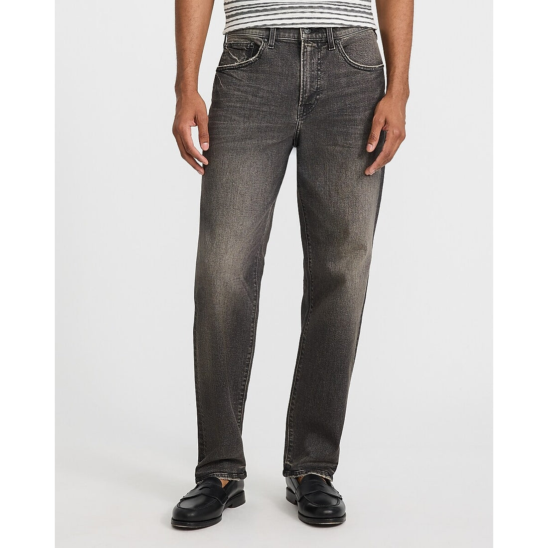 Loose Washed Black Stretch Jeans