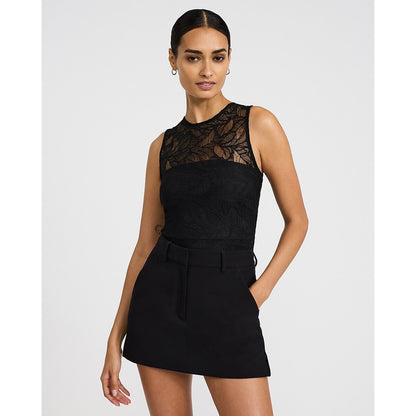 Lace Crew Neck Sleeveless Bodysuit
