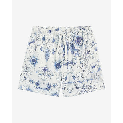 Floral Mesh Drawstring Elastic Waist Shorts