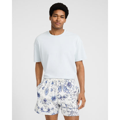 Floral Mesh Drawstring Elastic Waist Shorts