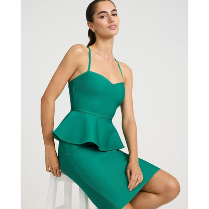 EXPRESS x bebe Sweetheart Peplum Bandage Midi Dress