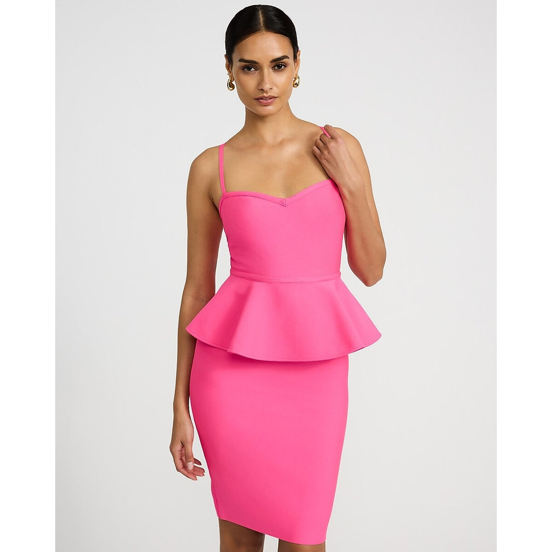 EXPRESS x bebe Sweetheart Peplum Bandage Midi Dress