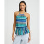 Chevron Crochet Tie Halter Peplum Cami