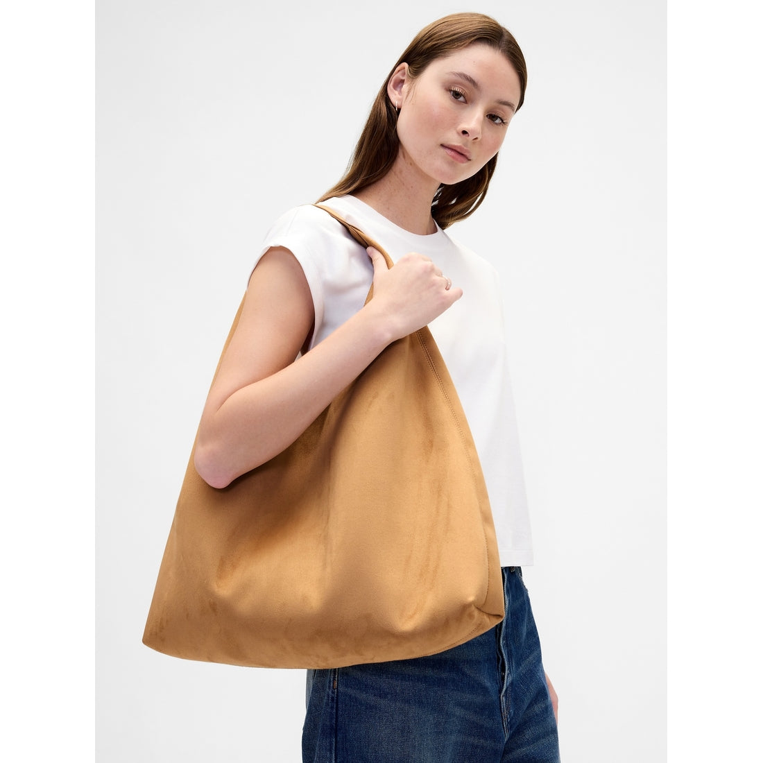 Women's Vegan Suede Slouchy Tote Bag