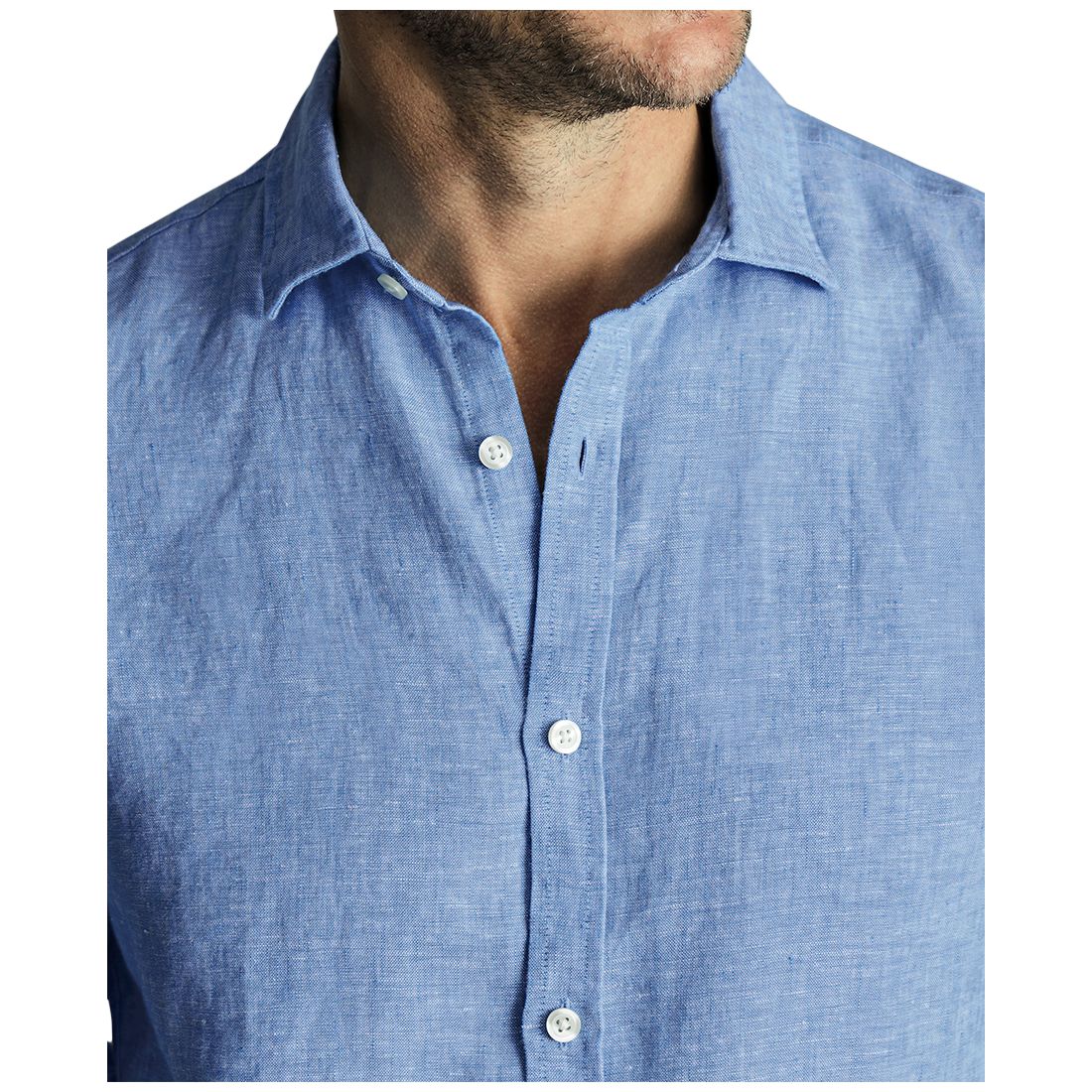 Charles Tyrwhitt Men's Slim Fit Long Sleeve Linen Button-Front Shirt