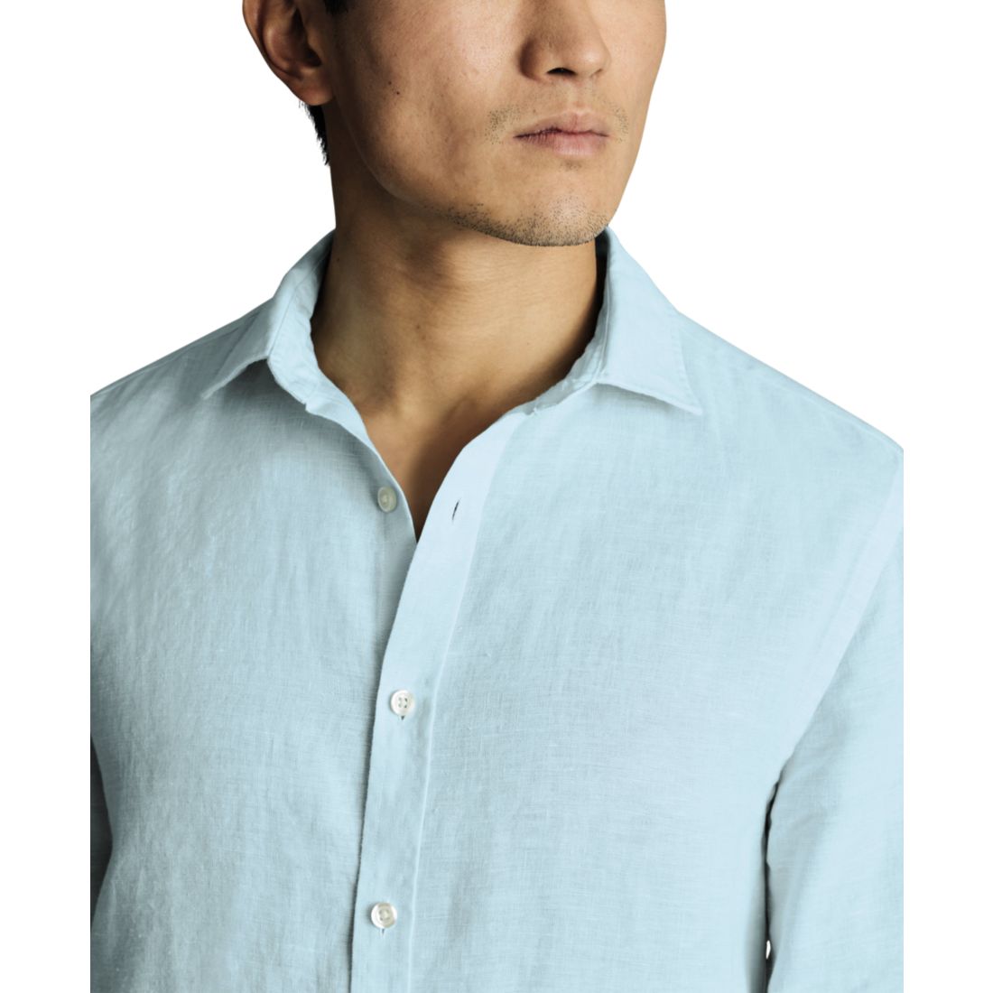 Charles Tyrwhitt Men's Slim Fit Long Sleeve Linen Button-Front Shirt