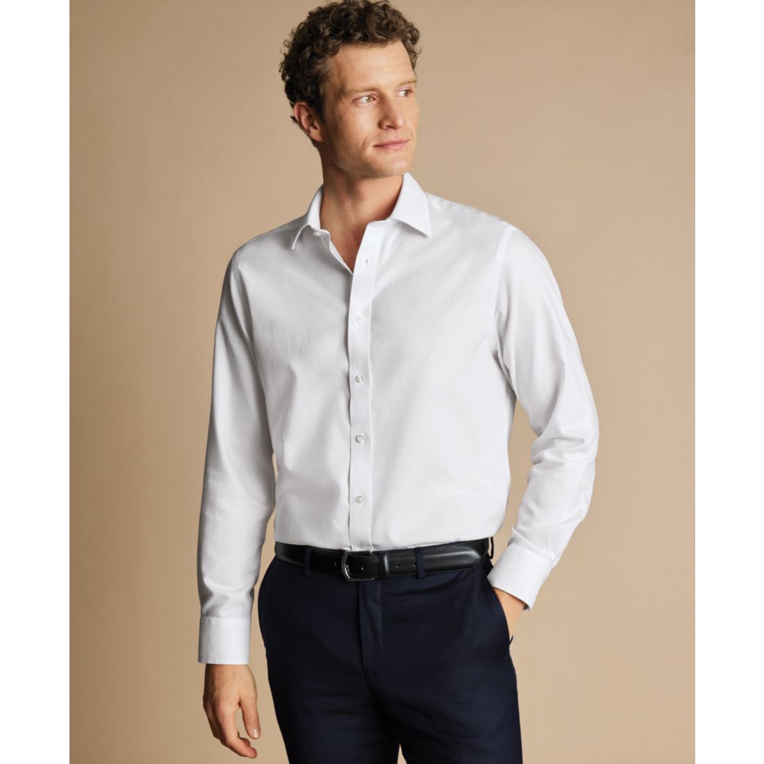 Charles Tyrwhitt Men's Slim-Fit Non-Iron Royal Oxford Dress Shirt