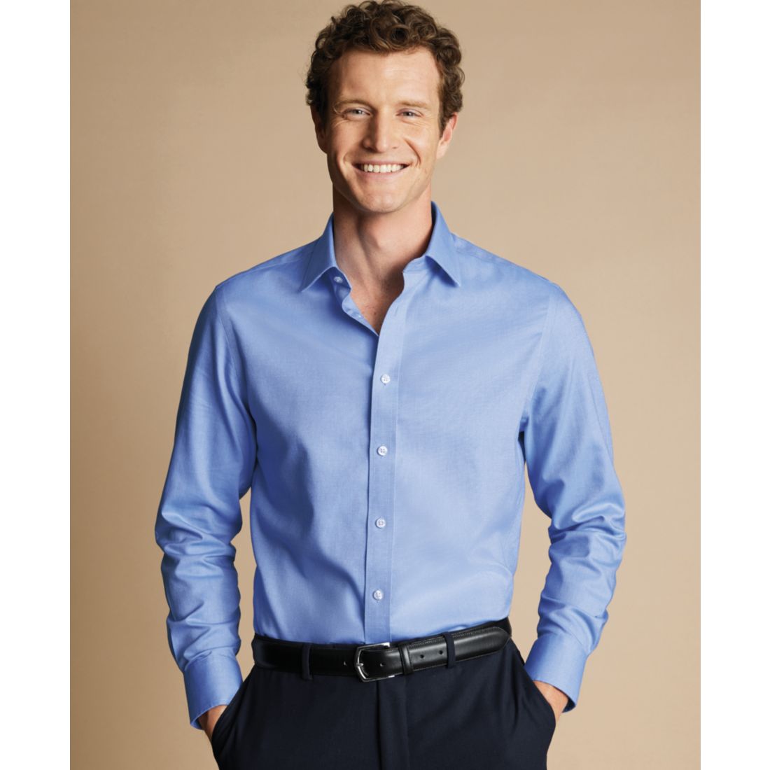 Charles Tyrwhitt Men's Slim-Fit Non-Iron Royal Oxford Dress Shirt