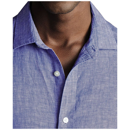 Charles Tyrwhitt Men's Slim Fit Long Sleeve Linen Button-Front Shirt