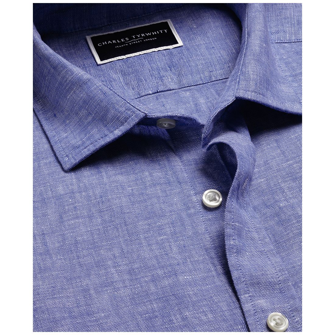 Charles Tyrwhitt Men's Slim Fit Long Sleeve Linen Button-Front Shirt
