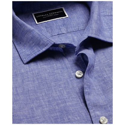 Charles Tyrwhitt Men's Slim Fit Long Sleeve Linen Button-Front Shirt