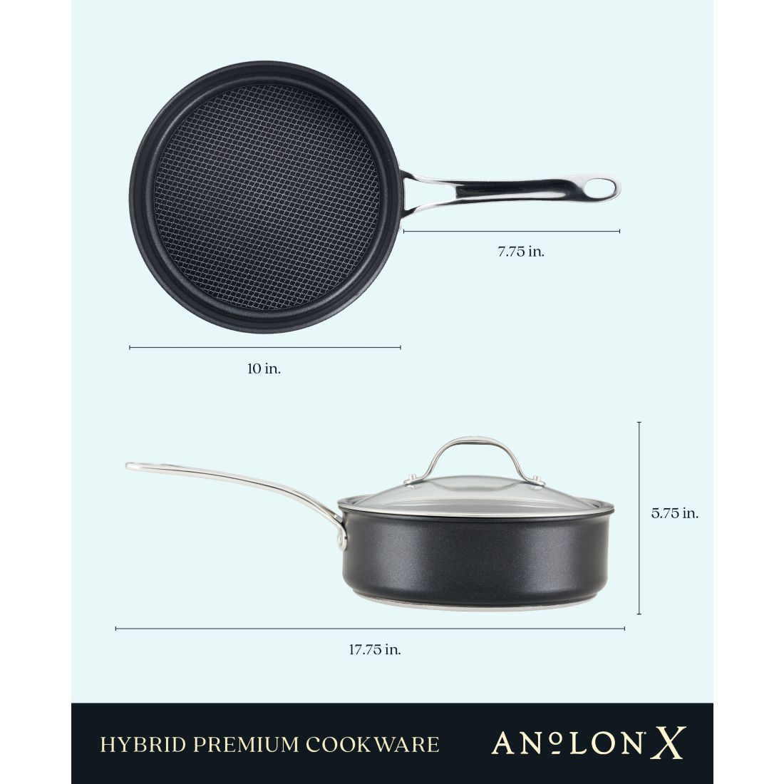 Anolon X Hybrid Nonstick Saute Pan with Lid, 3.5-Quart