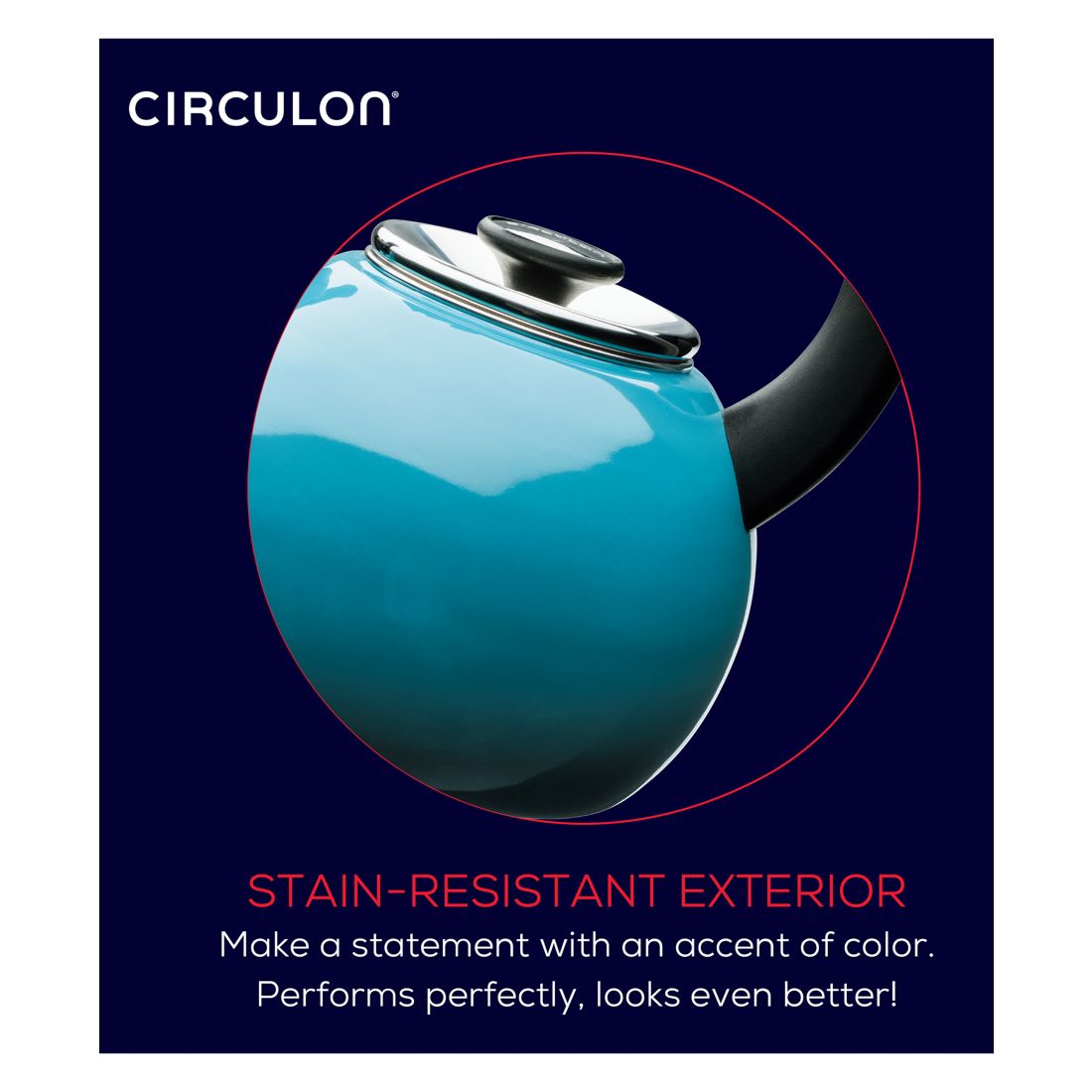 Circulon Enamel on Steel 2-Qt. Whistling Teakettle with Flip-Up Spout