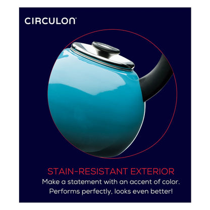 Circulon Enamel on Steel 2-Qt. Whistling Teakettle with Flip-Up Spout