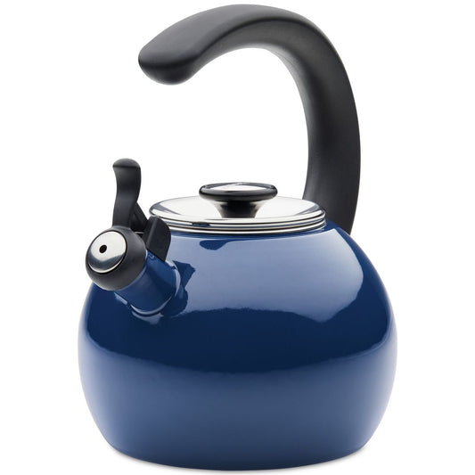 Circulon Enamel on Steel 2-Qt. Whistling Teakettle with Flip-Up Spout