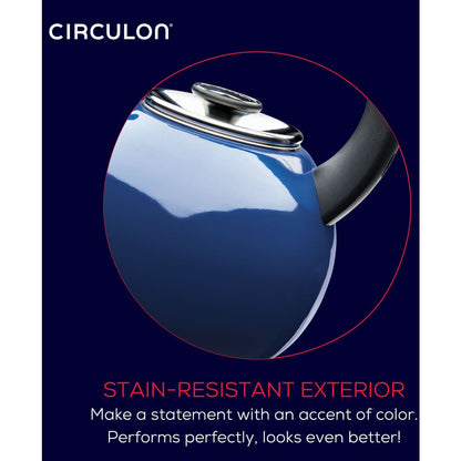 Circulon Enamel on Steel 2-Qt. Whistling Teakettle with Flip-Up Spout