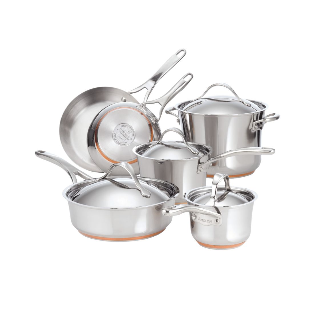Anolon Nouvelle Copper Stainless Steel Cookware Set, 10 Piece