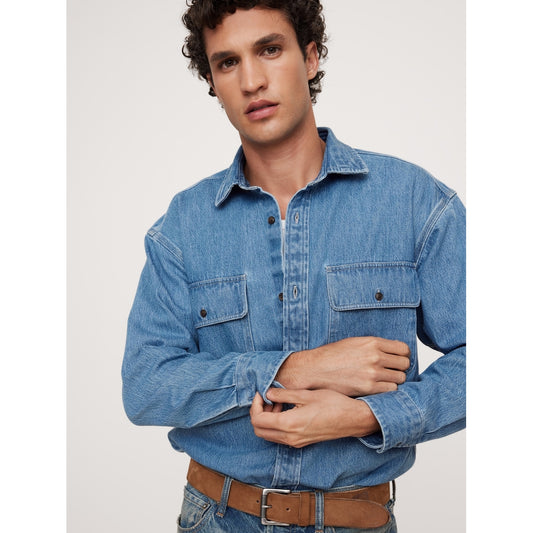 Men's Relaxed-Fit Denim Overshirt